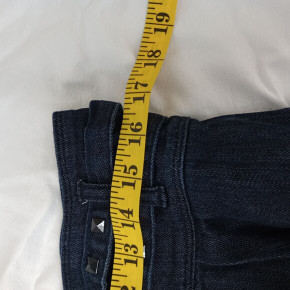 Vintage Candies Pleated Denim Mini Skirt. Sz 7 Studded Double Belt. Y2K side zip - Picture 9 of 10